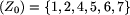 (Z_0) = (1, 2, 4, 5,...