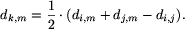  d_(k,m)=(1 over 2)c...