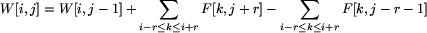 W[i,j]=W[i,j-1]+sum_...